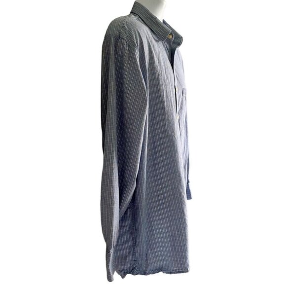 Izod Saltwater Long Sleeve Blue White Cotton Button Down Shirt Men's Large - Picture 10 of 10